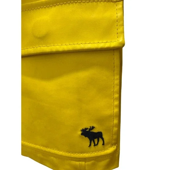 Vintage Abercrombie & Fitch Yellow Hooded Cropped Jacket Women S Moose Logo - Picture 3 of 8